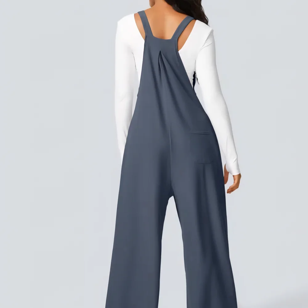 HALARA NWT Adjustable Strap Button W/ Pockets Waffle Overalls Sz Medium - Picture 5 of 8